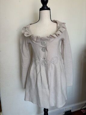 Charlie and Robin Pom Pom Collar Wool-Blend Coatigan